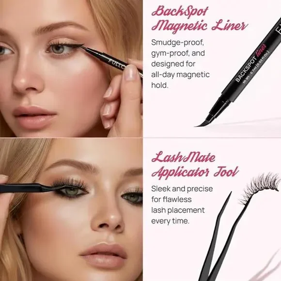 Full Out Glam Magnetic Eyelashes & Eyeliner Kit with Applicator – 3 Lash Sets